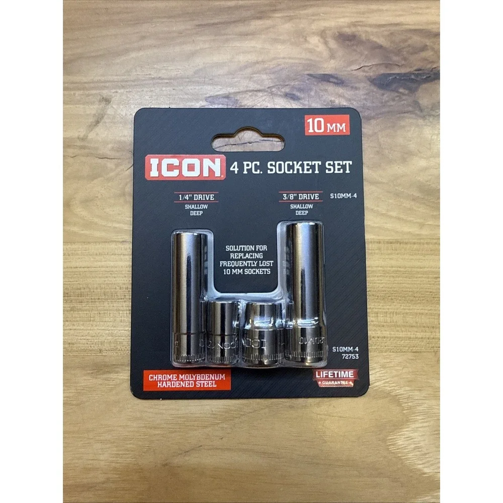 Icon 4pc 10mm Socket Set 1/4